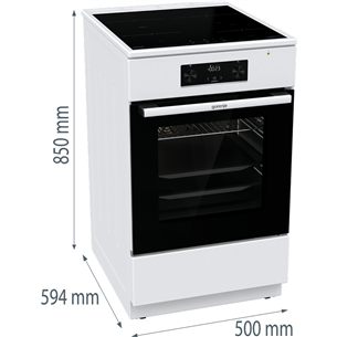Gorenje, 70 L, width 50 cm, white - Induction cooker with electric oven Item - GEIT5C60WPG