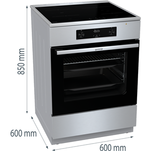 Gorenje, 71 л, ширина 60 см, нерж. сталь - Индукционная плита с электрической духовкой Товар - GEIT6C60XPG