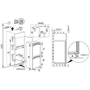 Integruojamas šaldytuvas Hisense RB3B250SAWE, NoFrost Dual, 252 L, aukštis 178 cm
