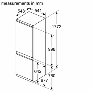 Bosch, Series 4, NoFrost, 260 L, height, 178 cm - Built-in Refrigerator