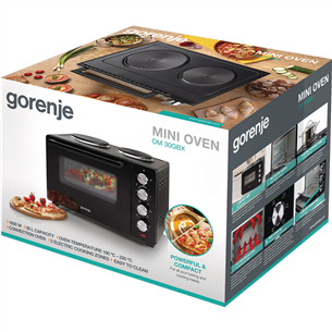 Mini orkaitė su 2 kaitvietėmis Gorenje, 30 L, 3200 W, juoda Prekė - OM30GBX