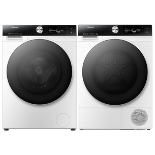 Hisense skalbimo mašinos ir džiovyklės komplektas, 12 kg + 10 kg Prekė - WF7S1247BW+DH7S107BW WF7S1247BW+DH7S107BW