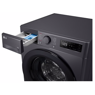 LG, 10 kg, depth 56.5 cm, 1400 rpm, black - Front Load Washing Machine Item - F4WR510SBM.AMBQWMR