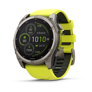 Išmanusis laikrodis Garmin Fenix 8 Sapphire Solar, 51 mm, titano/geltonas Prekė - 010-02907-21 010-02907-21