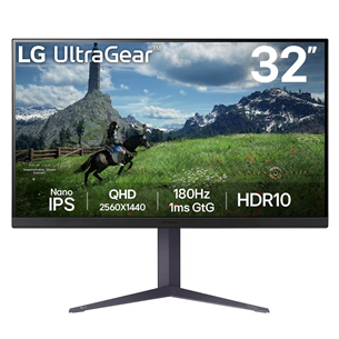 Monitorius LG UltraGear GS85Q, 32'', QHD, Nano IPS, 180 Hz, juodas  Prekė-32GS85Q-B 32GS85Q-B