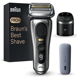 Braun Series 9 Pro+ Wet & Dry, 6-in-1 SmartCare centre and PowerCase, sidabro spalvos - Skustuvas
