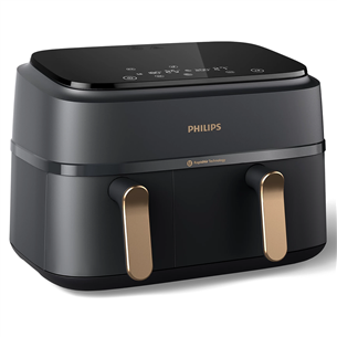 Karšto oro gruzdintuvė Philips 3000 Series Dual Basket Airfryer, 9 L, 2750 W, juoda Prekė-NA352/00 NA352/00