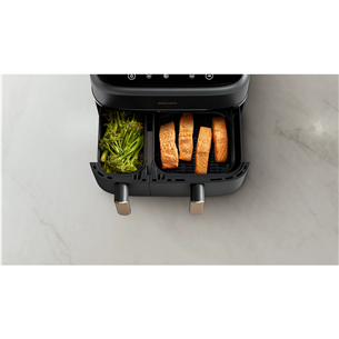 Karšto oro gruzdintuvė Philips 3000 Series Dual Basket Airfryer, 9 L, 2750 W, juoda Prekė-NA352/00