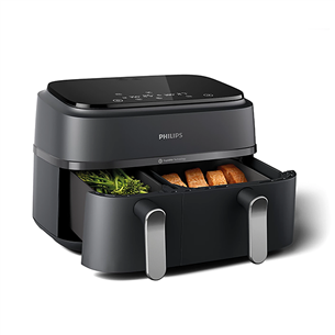 Karšto oro gruzdintuvė Philips 3000 Series Dual Basket Airfryer, 9 L, 2750 W, juoda Prekė-NA352/00