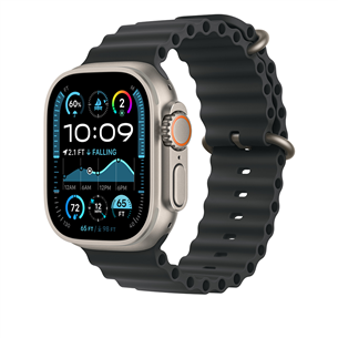 Apple Ocean Band, 49 mm, natural titanium, black - Dirželis