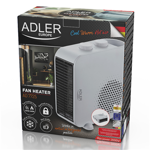 Adler, 2000 W, baltas - Šildytuvas