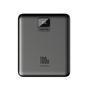 Išorinė baterija Canyon PB-2008, 100 W, 20000 mAh, tamsiai pilka   Prekė-CNE-CPB2008DG CNE-CPB2008DG