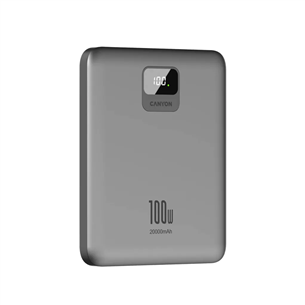 Išorinė baterija Canyon PB-2008, 100 W, 20000 mAh, tamsiai pilka   Prekė-CNE-CPB2008DG
