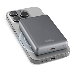 SBS SlimMag, 10000 mAh, pilka - Išorinė baterija TEBB10000MAGSLIM