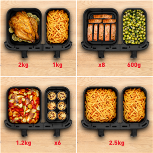 Karšto oro gruzdintuvė Tefal XXL Dual Easy Fry, 2700 W, 11 L, pilka Prekė - EY942HE0