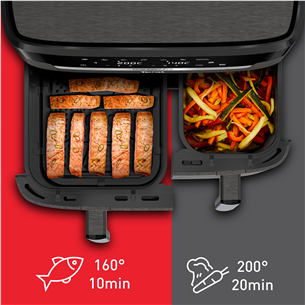 Karšto oro gruzdintuvė Tefal XXL Dual Easy Fry, 2700 W, 11 L, pilka Prekė - EY942HE0