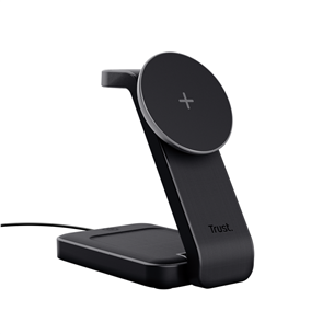 Trust Viro 3-in-1 Wireless Magnetic Charge Stand, Qi, juoda - Belaidė įkrovimo stotelė 25464