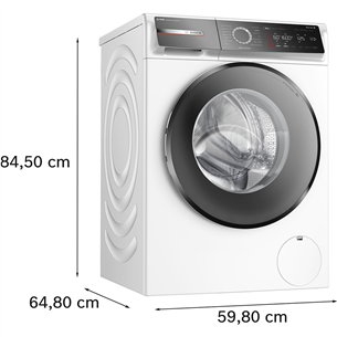 Skalbimo mašina Bosch, Series 8, iDos, 10 kg, gylis 59 cm, 1600 rpm    Prekė-WGB256AWSN