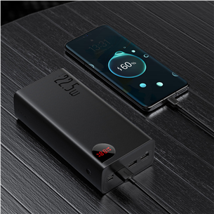 Baseus Adaman, 40000 mAh, 22,5 W, USB-C, USB-A, juoda - Išorinė baterija