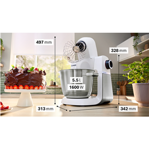 Virtuvinis kombainas Bosch, Series 6, 1600 W, baltas Prekė-MUMS6EW00