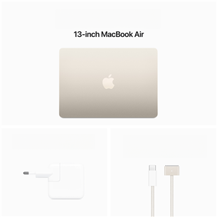 Apple MacBook Air 13'' (2024), M3 8C/8C, 16 GB, 256 GB, SWE, starlight - Nešiojamas kompiuteris