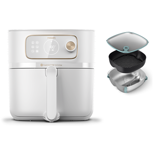 Philips, Airfryer Combi XXL Connected, 8,3 l, 2200 W, baltas – Karšto oro gruzdintuvė + garinimo priedas HD9876/25