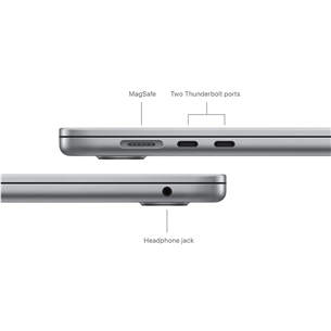 Apple MacBook Air 15'' (2024), M3 8C/10C, 24 GB, 512 GB, ENG, space gray - Nešiojamas kompiuteris