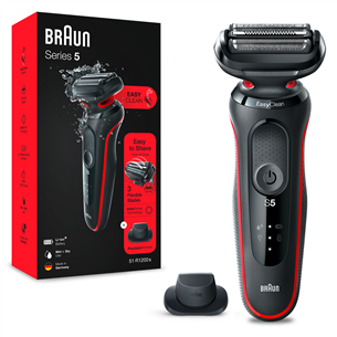 Braun Series 5 51-R1200s Wet & Dry, juoda/raudona – Barzdaskutė PR000125333