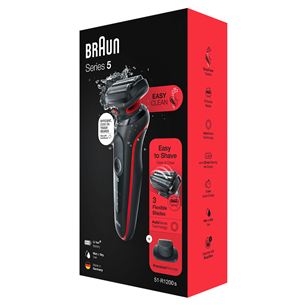 Braun Series 5 51-R1200s Wet & Dry, juoda/raudona – Barzdaskutė