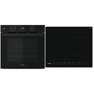 Whirlpool, 71 L, juoda - Įmontuojama orkaitė + indukcinė kaitlentė OMSR58RU1SB+WLS7960N