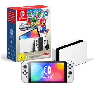 Nintendo Switch OLED + Super Mario Bros. Wonder + NSO 12M, baltas - Žaidimų konsolės rinkinys 045496454074