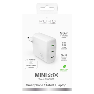 Puro MiniPro Gan Wall Charger, 96 W, baltas - Įkroviklis
