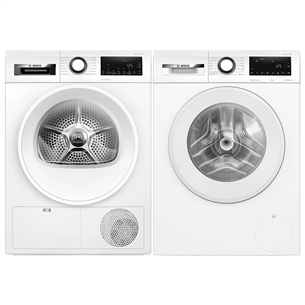 Bosch, 10 kg + 9 kg - Skalbimo mašina + džiovyklė WGG254ZLSN+WQG242AAS