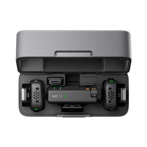 Dji Mic Mini, 2 TX + 1 RX + Įkrovimo dėklas, juodas - Belaidis mikrofonas