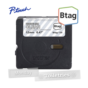 Brother Btag 135, 4m, balta/skaidri - Etikečių juosta