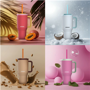 Kambukka Rio Tumbler, 950 ml, Frosty Coconut, balta/mėlyna - Termo gertuvė