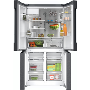 Bosch Series 6, French Door, 574 L, aukštis 183 cm, juodas - SBS Šaldytuvas