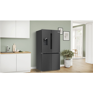 Bosch Series 6, French Door, 574 L, aukštis 183 cm, juodas - SBS Šaldytuvas
