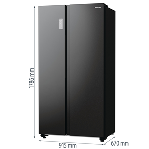 Hisense, No Frost, 550 L, aukštis 179 cm, juodas - SBS-Šaldytuvas