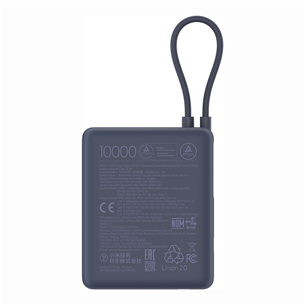 Xiaomi Power Bank, 33 W, 10000 mAh, integrated cable, blue - Power bank