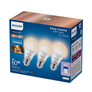 Philips Wiz Smart LED Bulb, E27, 3 pc, white - LED light