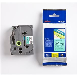 Laminated tape black on green backround 8m x 24mm, Brother Item - TZE751 TZE751
