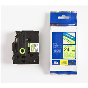 Laminated tape black text on flu yellow backround 5m x 24mm, Brother TZEC51
