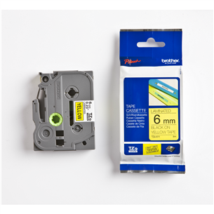 Laminated tape black text on yellow backround 8m x 6mm, Brother Item - TZE611 TZE611
